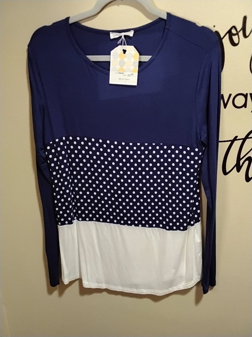 Sweet Journey Women's Long Sleeve Slinky Knit Colorblock Top NWT Size S🛍️